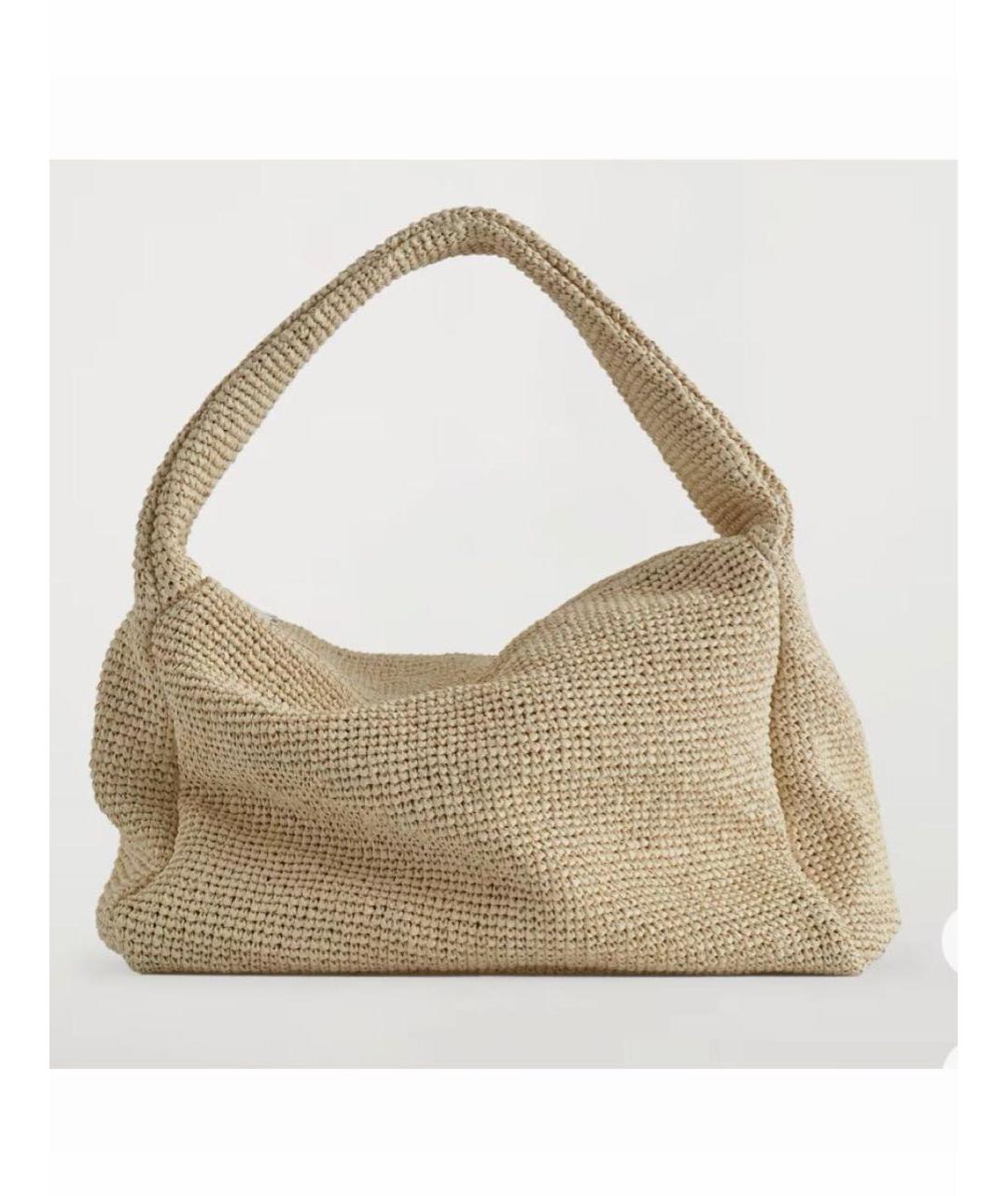 COS Бежевая пелетеная пляжная сумка, фото 2