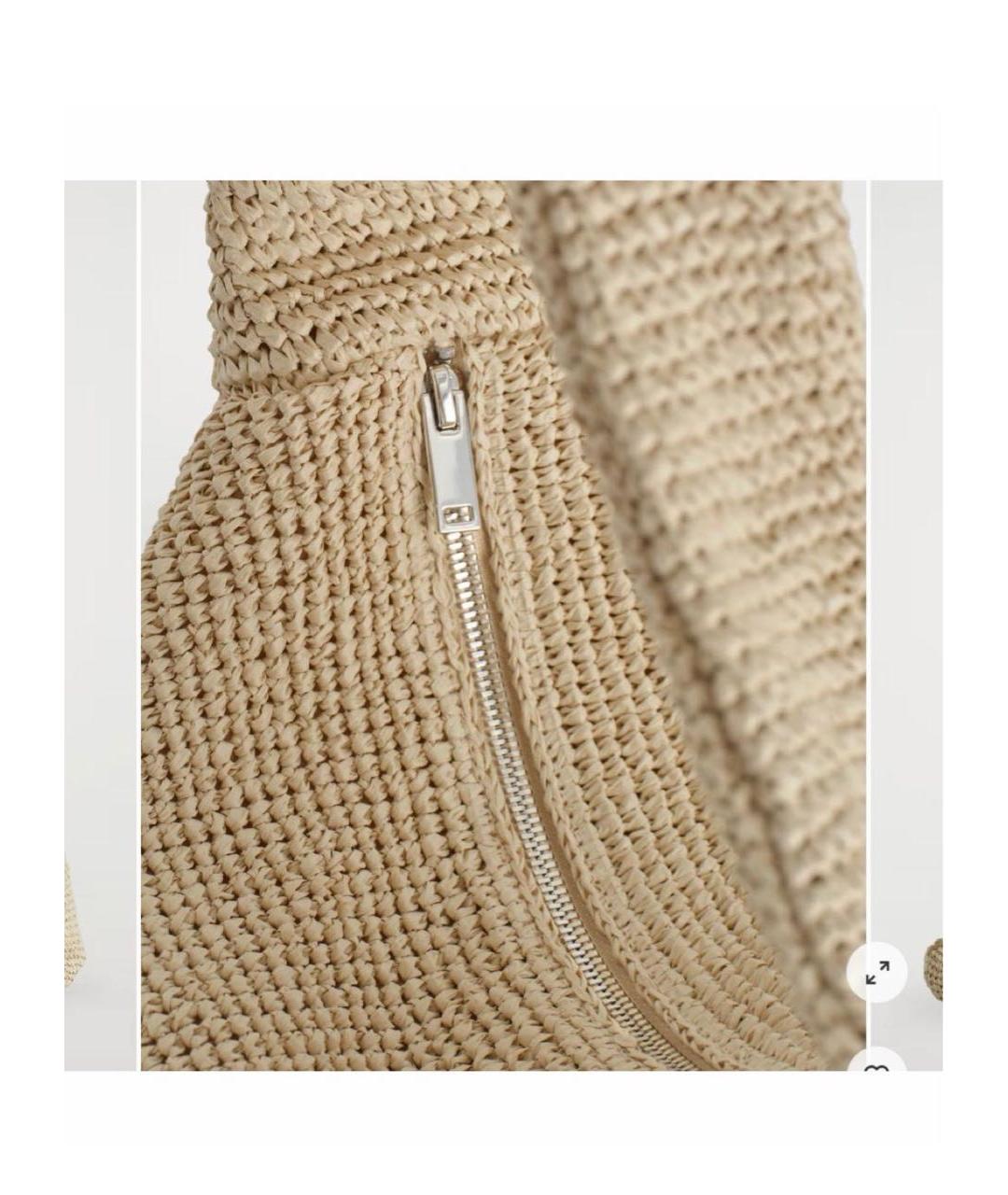 COS Бежевая пелетеная пляжная сумка, фото 3