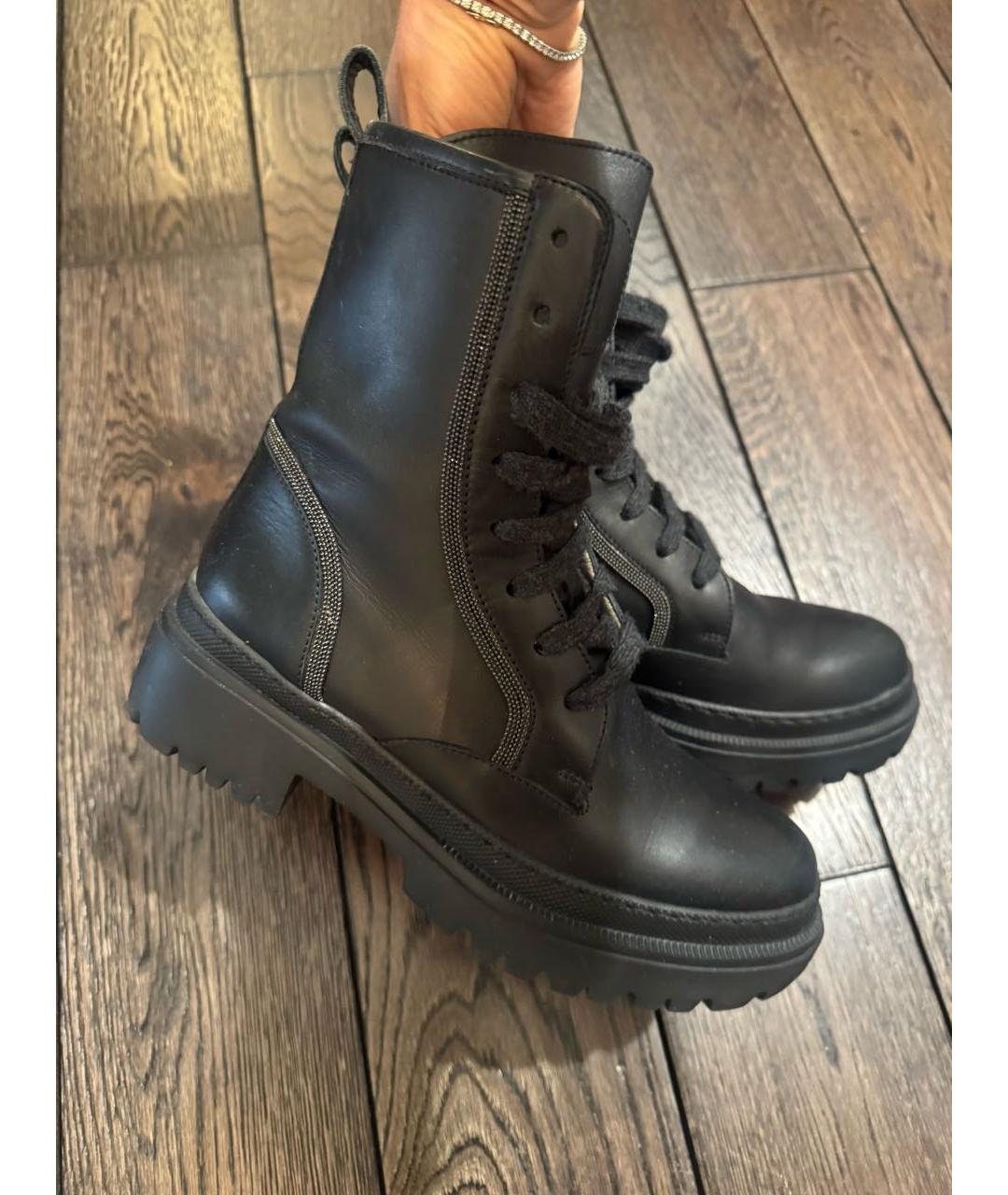 BRUNELLO CUCINELLI Черные кожаные ботинки, фото 5