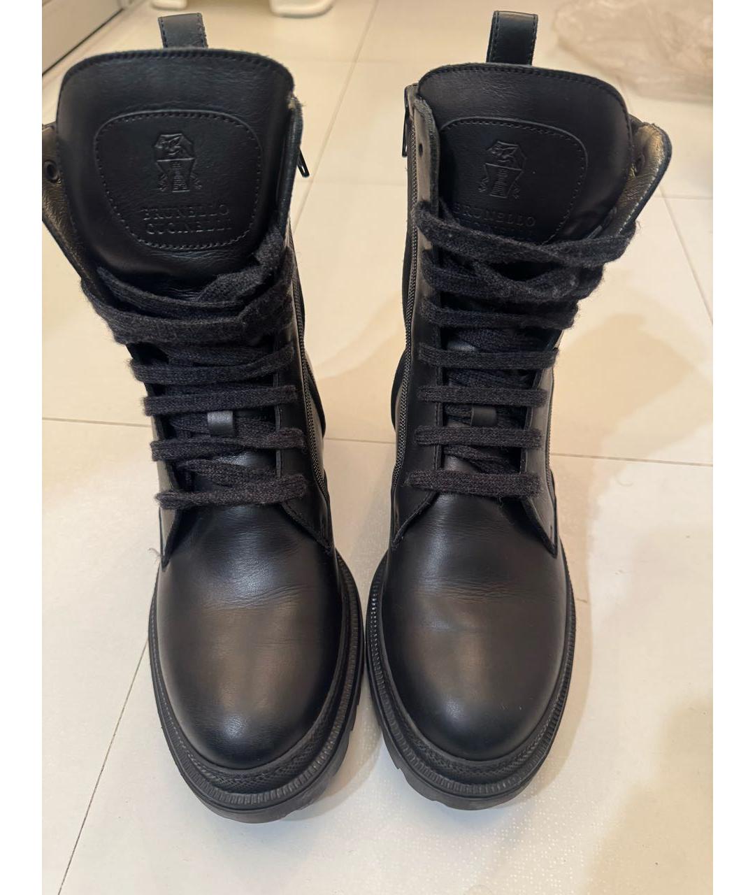 BRUNELLO CUCINELLI Черные кожаные ботинки, фото 2