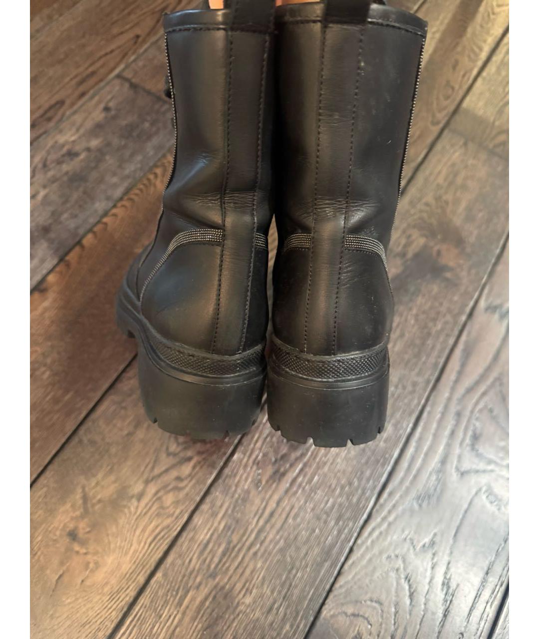 BRUNELLO CUCINELLI Черные кожаные ботинки, фото 4