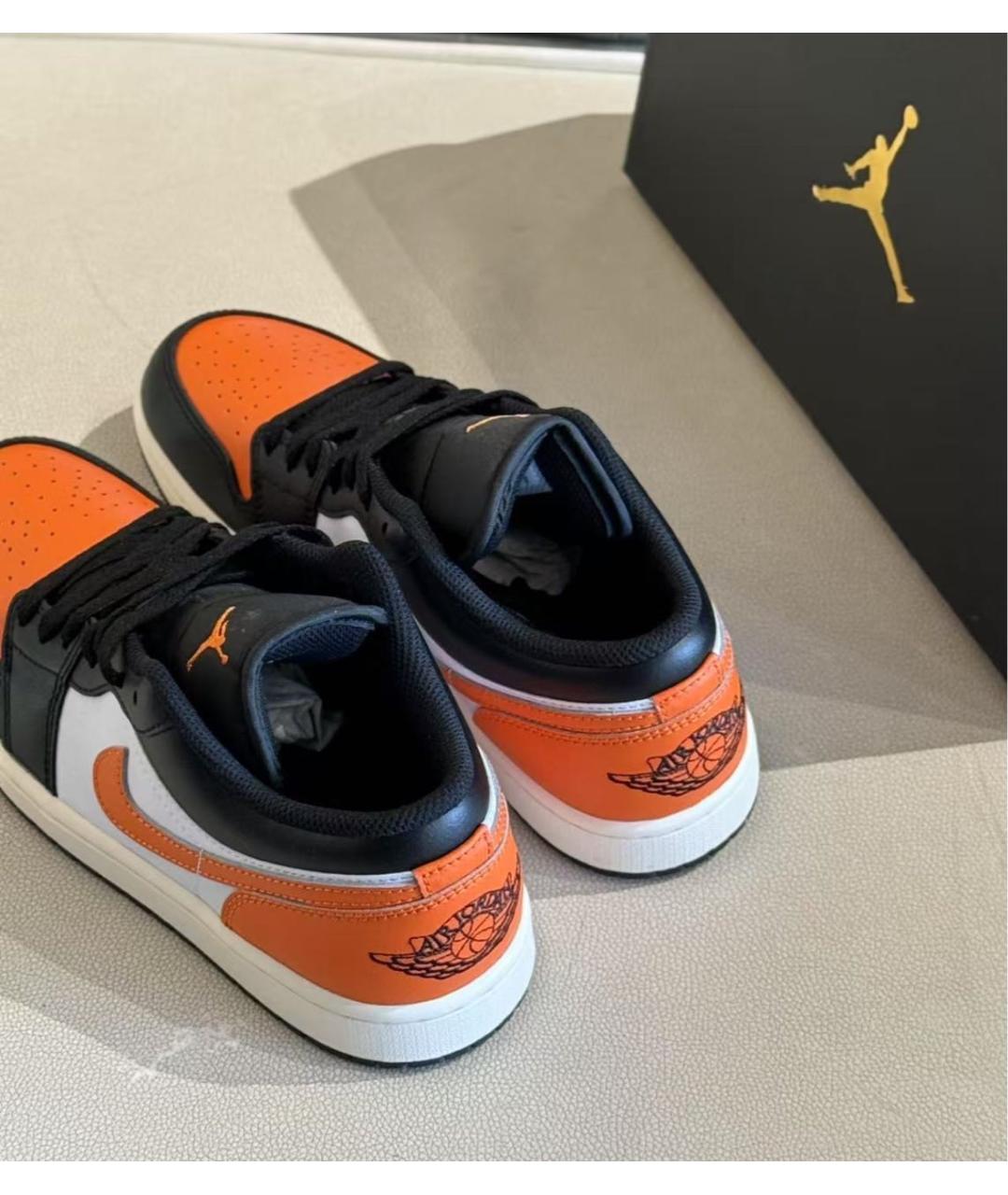 JORDAN Оранжевое кожаные низкие кроссовки / кеды, фото 5