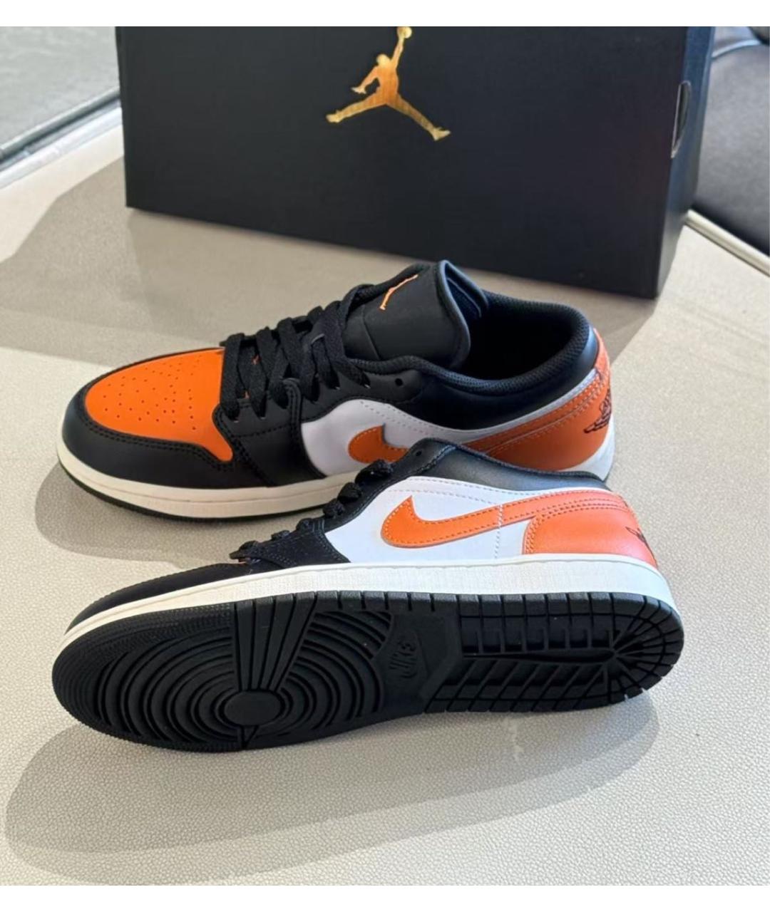 JORDAN Оранжевое кожаные низкие кроссовки / кеды, фото 6