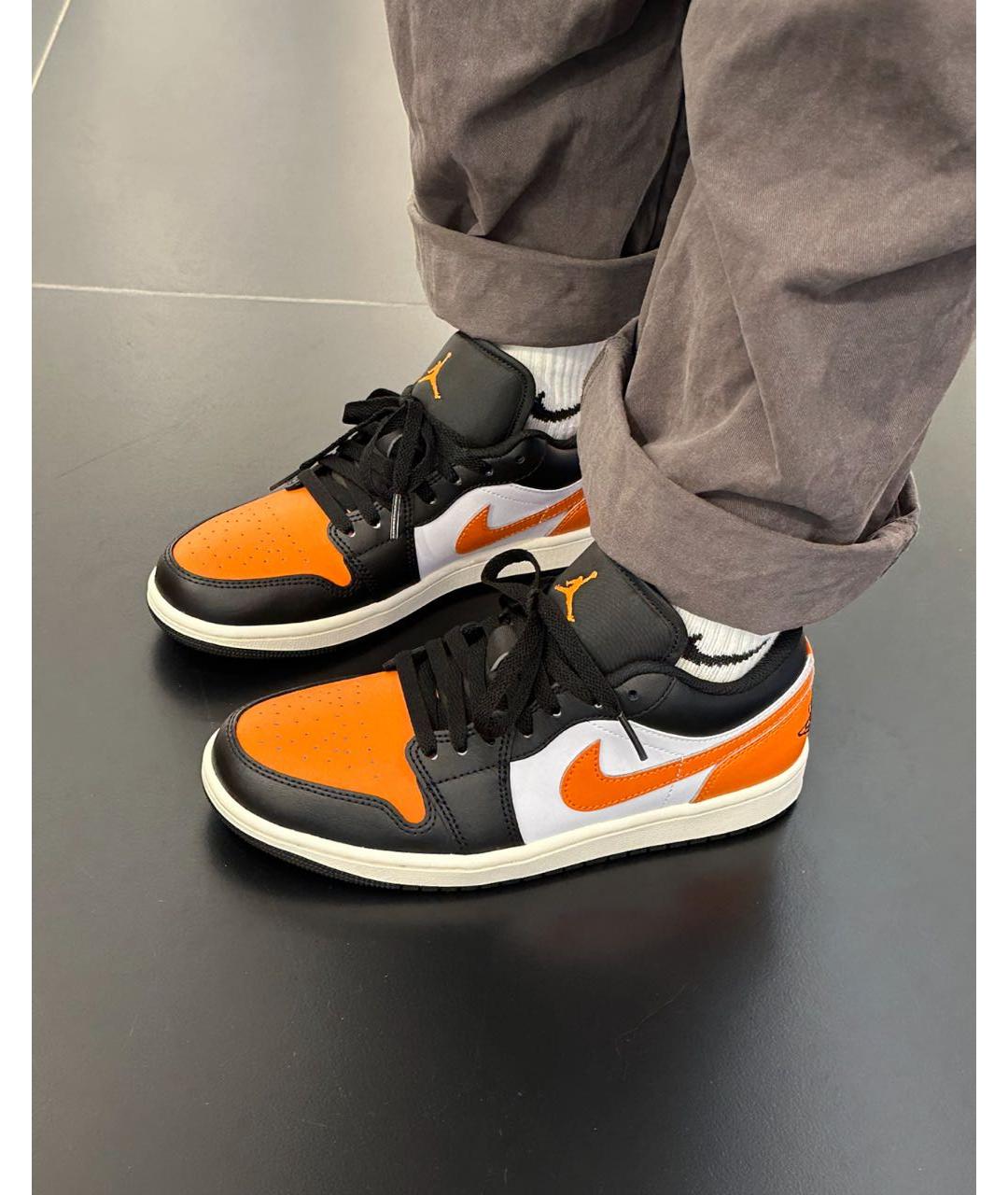 JORDAN Оранжевое кожаные низкие кроссовки / кеды, фото 7