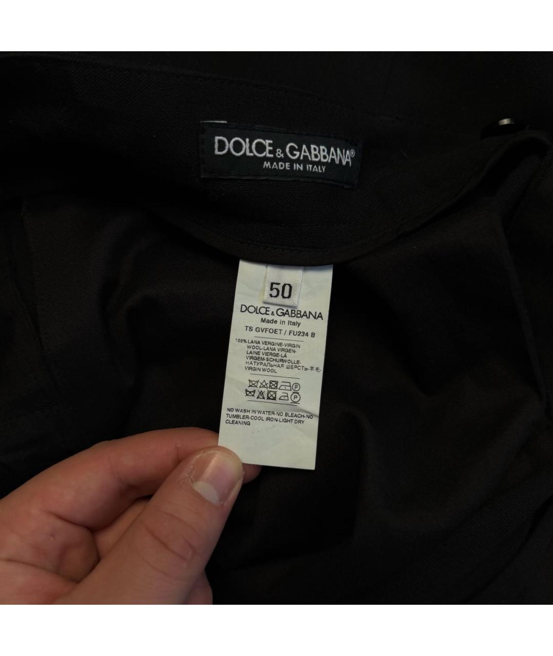 DOLCE&GABBANA Черные шерстяные классические брюки, фото 6