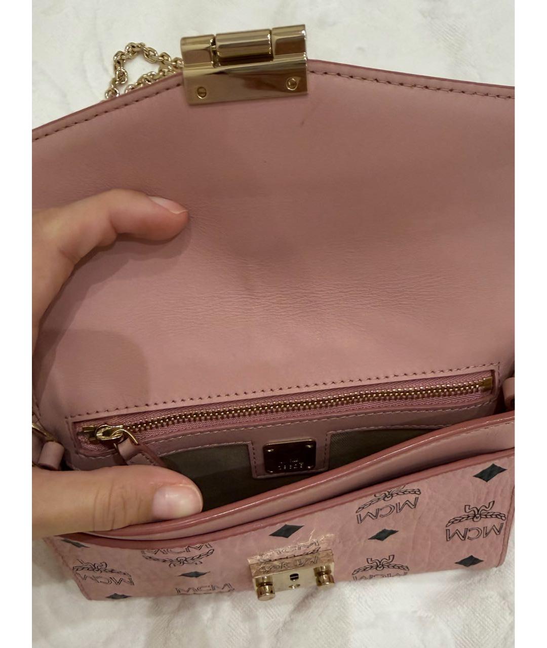 MCM Розовая кожаная сумка через плечо, фото 5