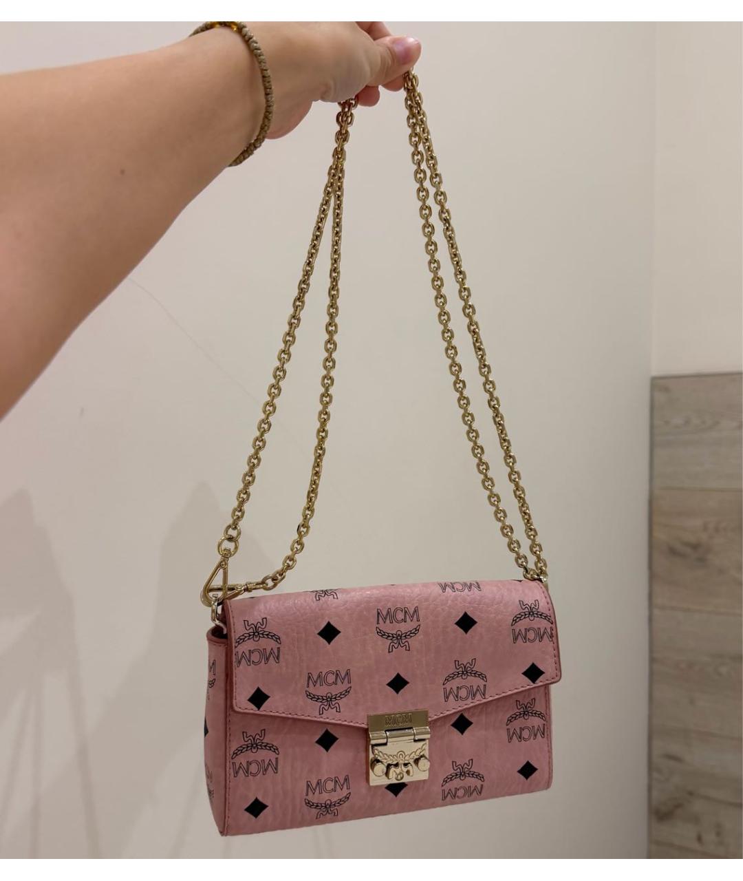 MCM Розовая кожаная сумка через плечо, фото 4