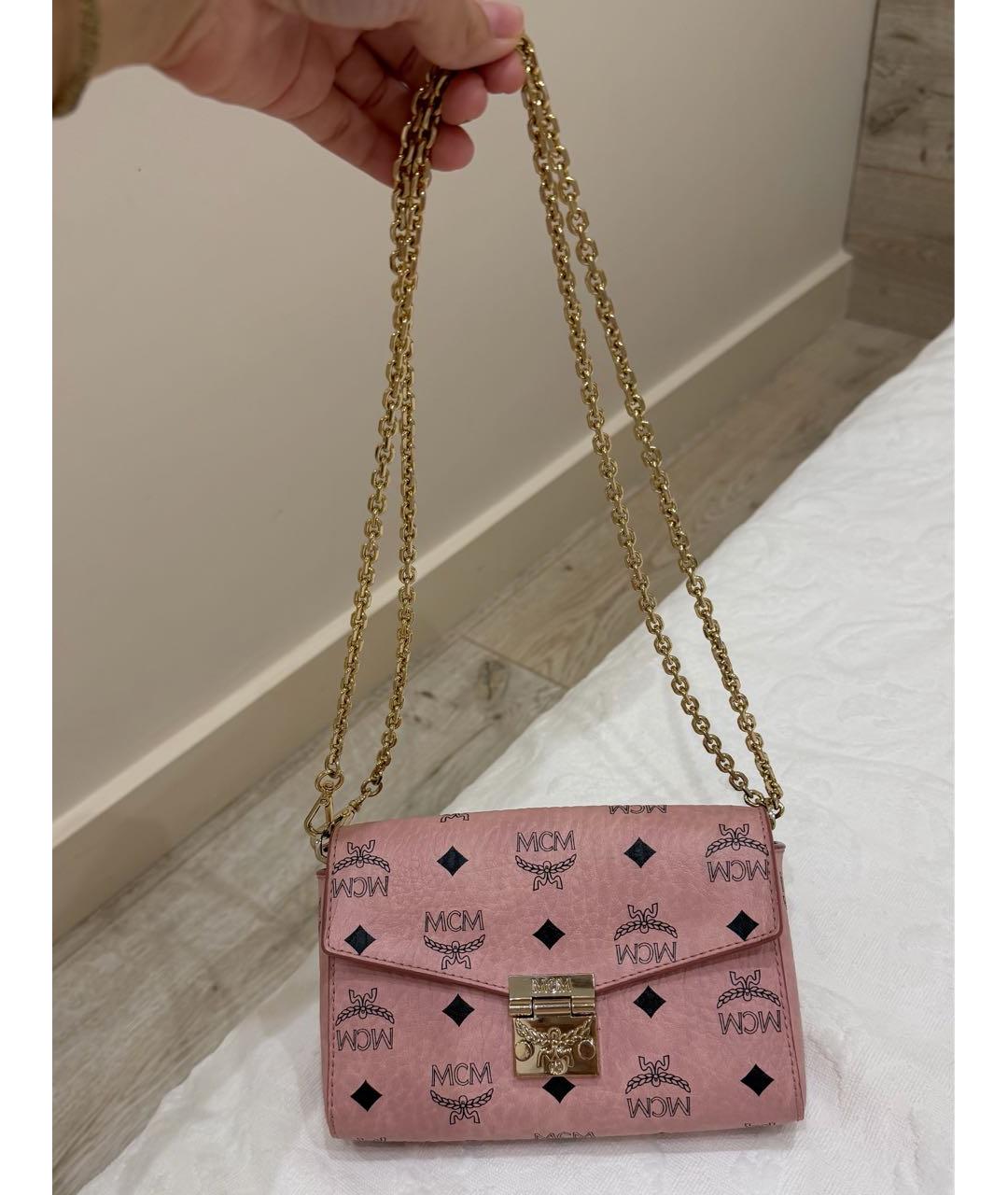 MCM Розовая кожаная сумка через плечо, фото 6