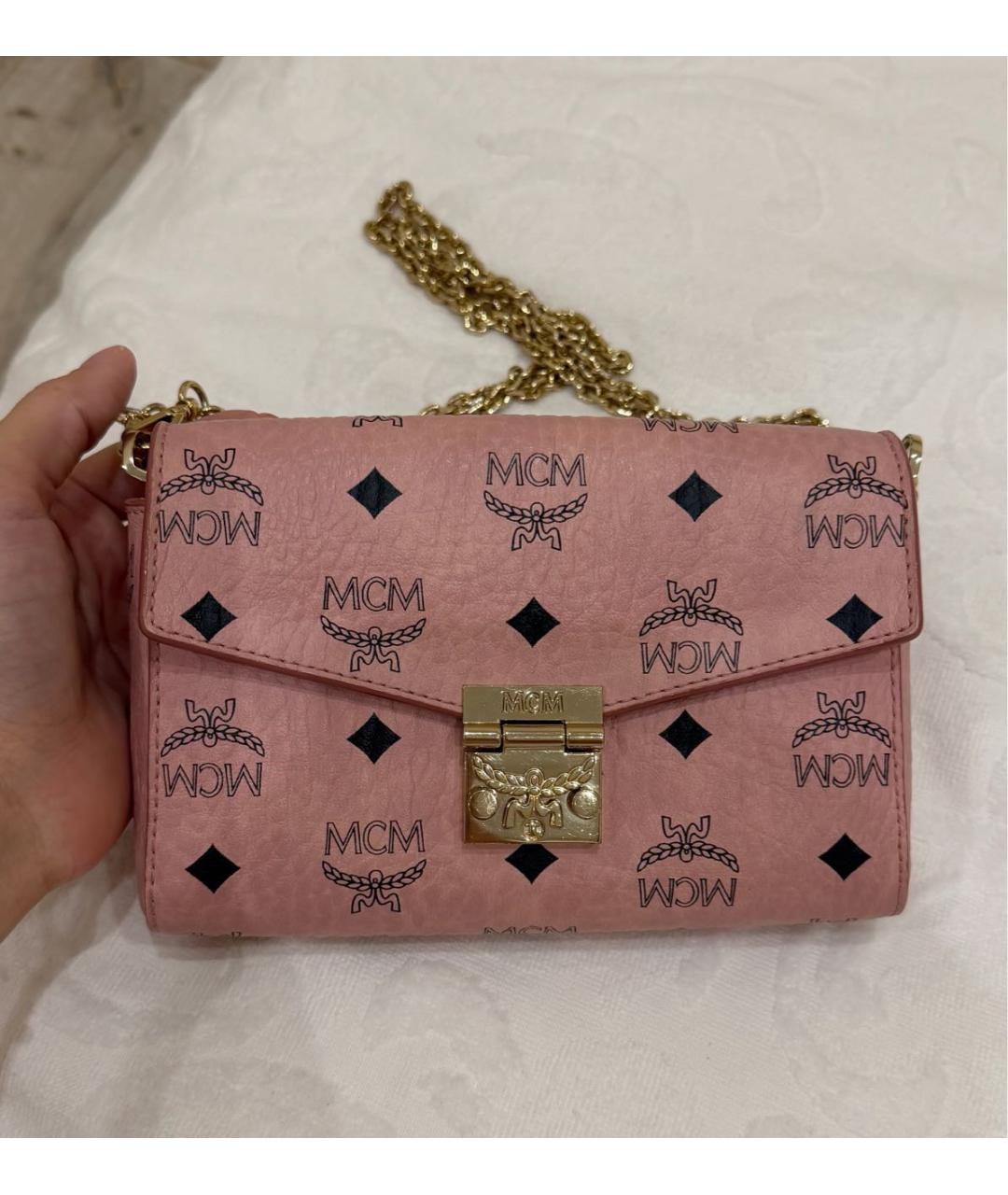 MCM Розовая кожаная сумка через плечо, фото 2