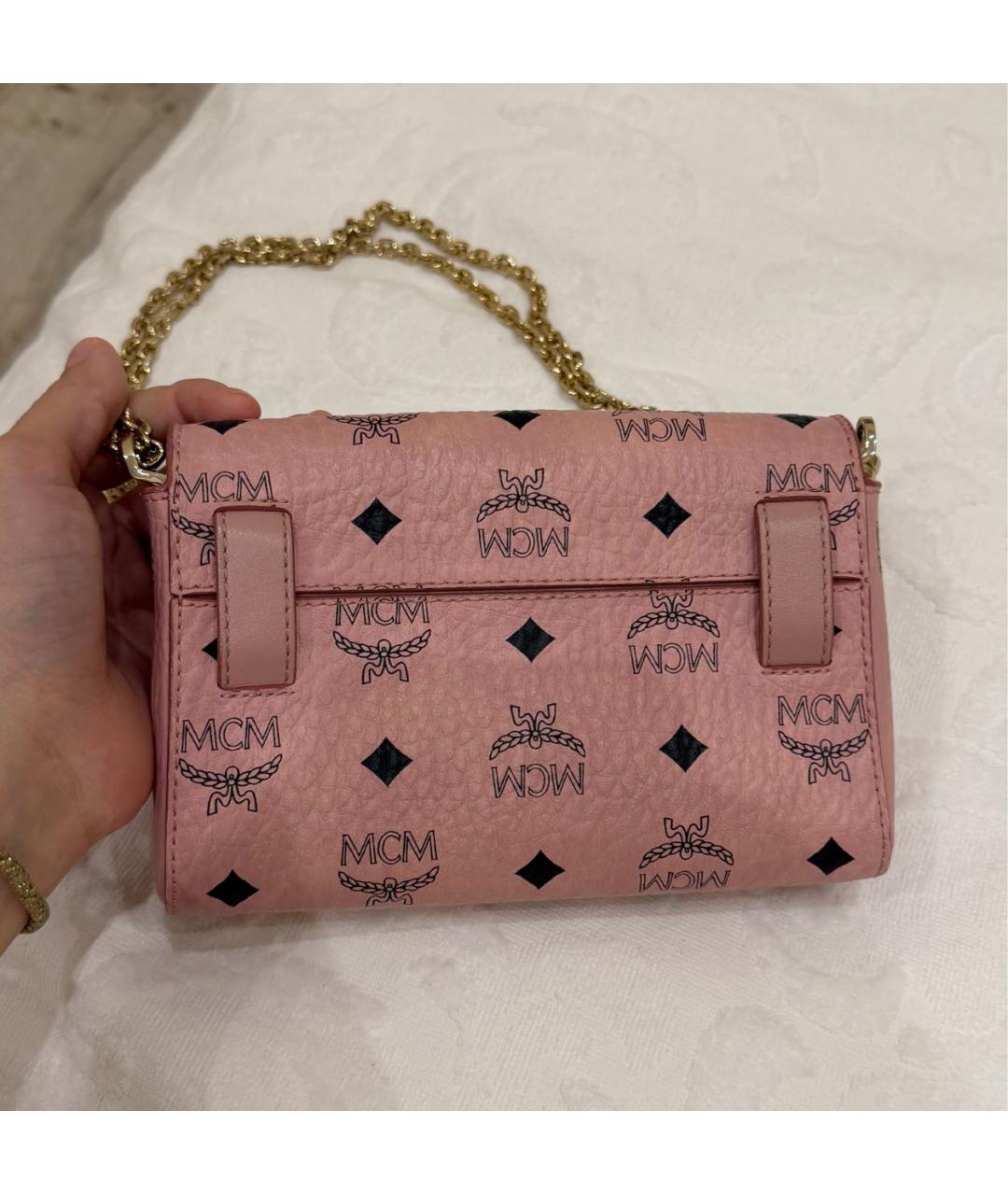 MCM Розовая кожаная сумка через плечо, фото 3
