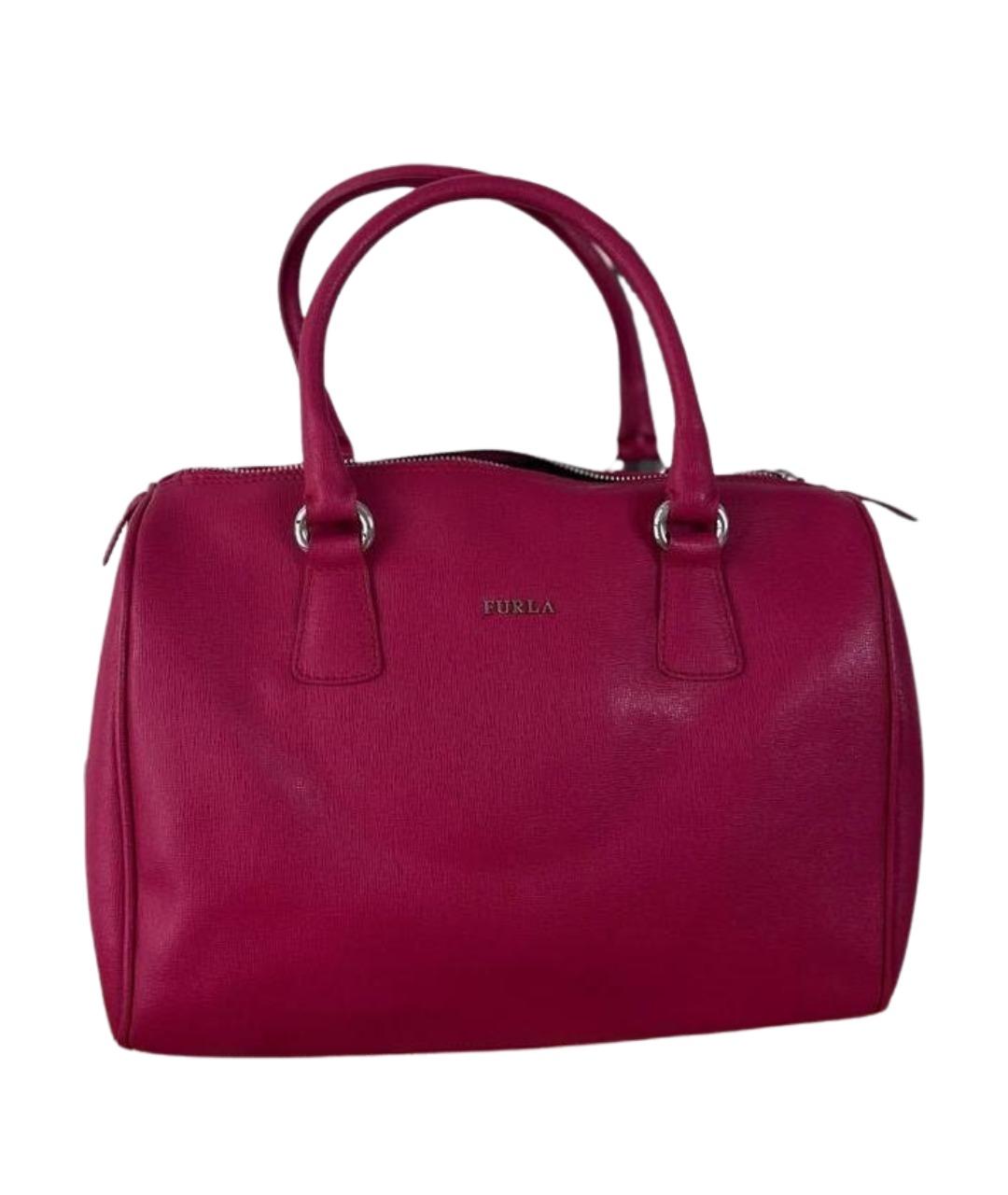 FURLA Фуксия кожаная сумка с короткими ручками, фото 1