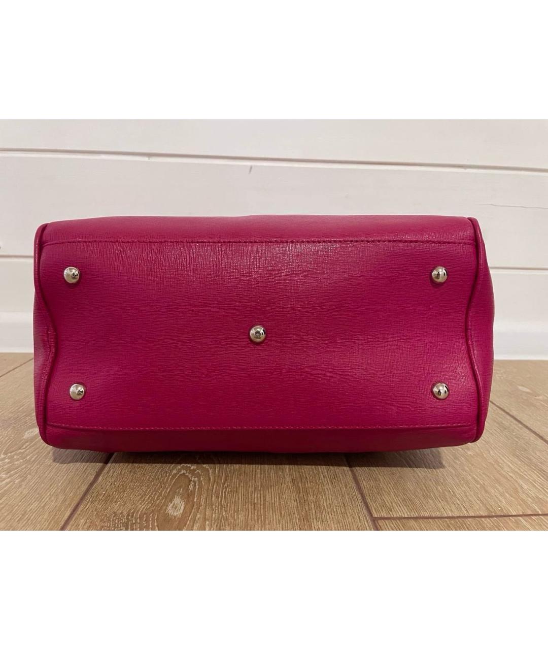FURLA Фуксия кожаная сумка с короткими ручками, фото 5