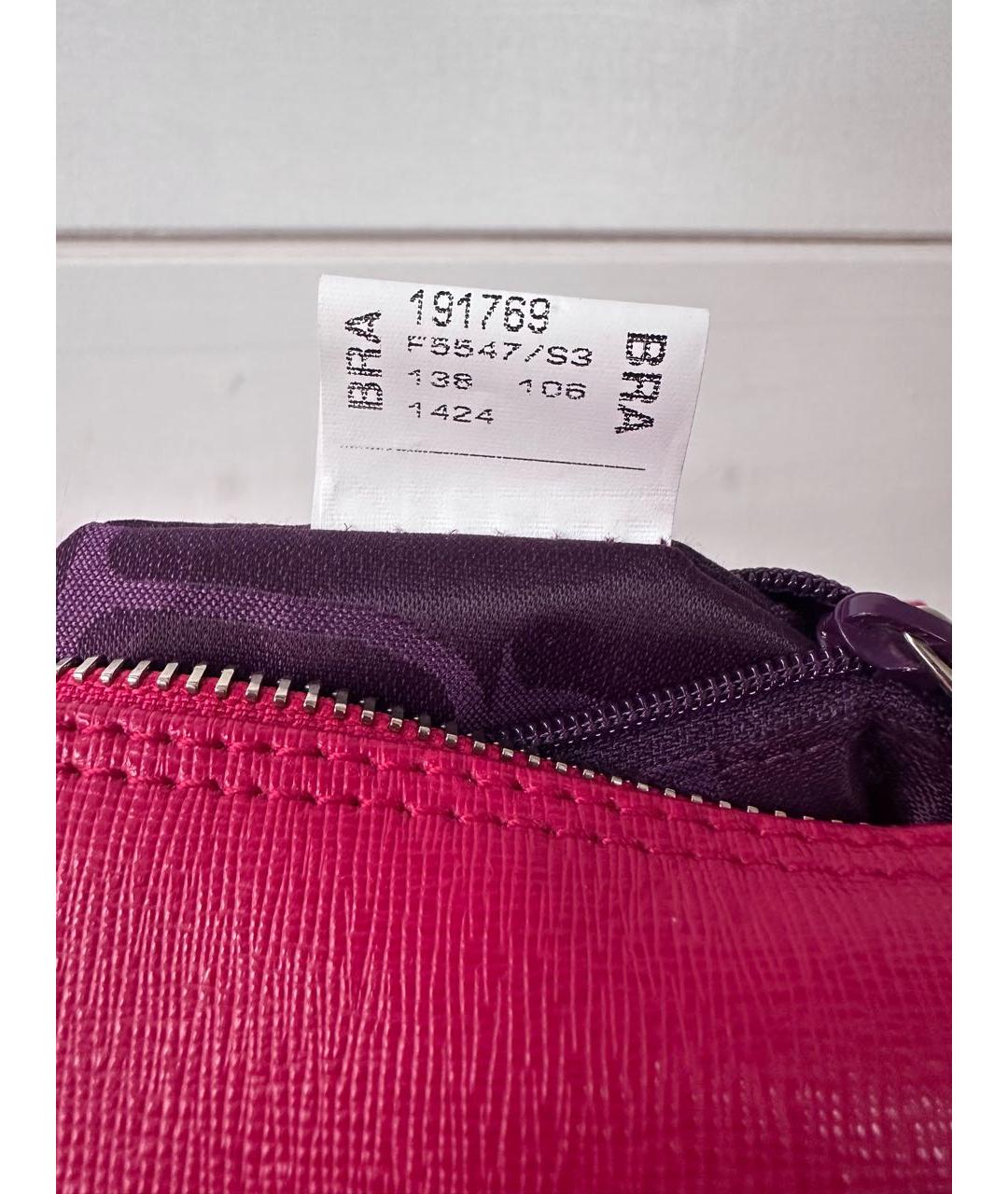 FURLA Фуксия кожаная сумка с короткими ручками, фото 8
