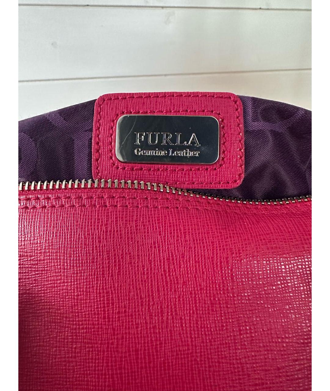 FURLA Фуксия кожаная сумка с короткими ручками, фото 6