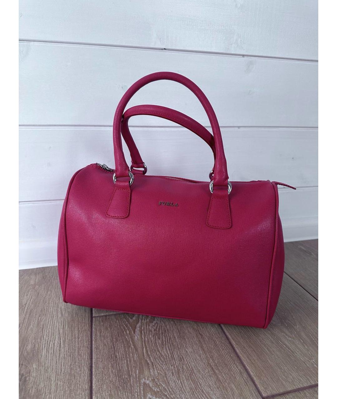 FURLA Фуксия кожаная сумка с короткими ручками, фото 2