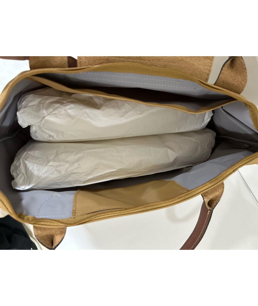 LONGCHAMP Горчичная синтетическая сумка тоут, фото 4