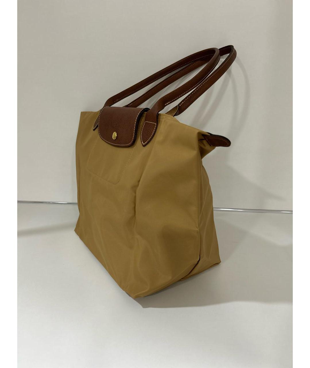 LONGCHAMP Горчичная синтетическая сумка тоут, фото 2