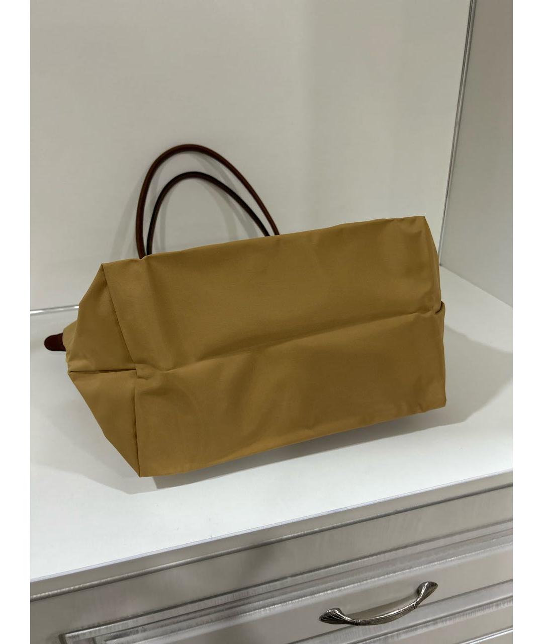 LONGCHAMP Горчичная синтетическая сумка тоут, фото 3