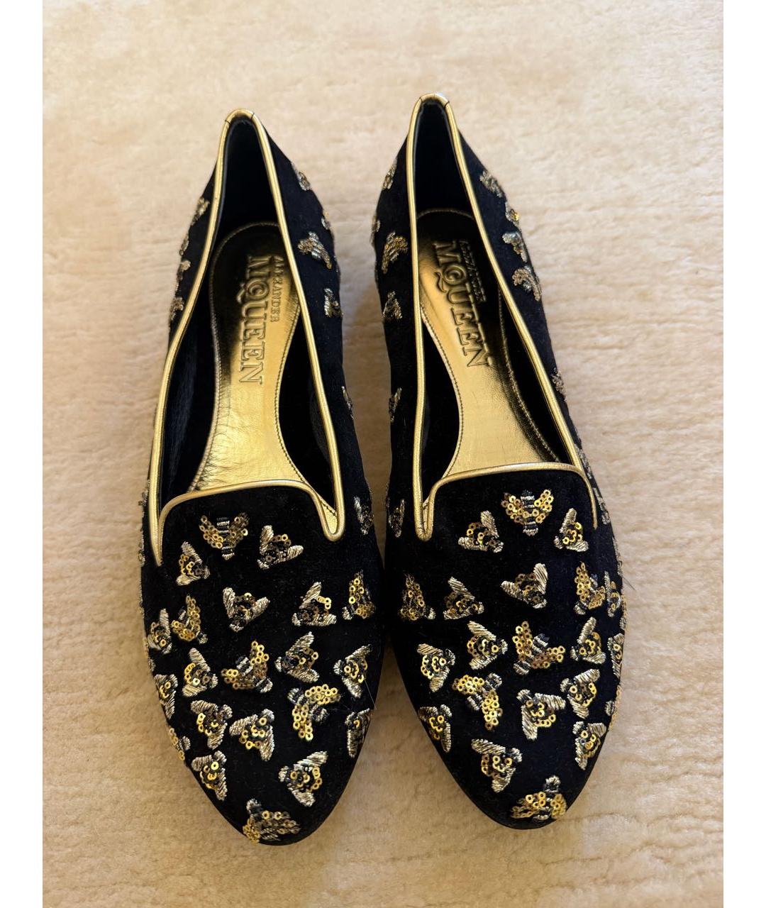 ALEXANDER MCQUEEN Черные замшевые балетки, фото 4