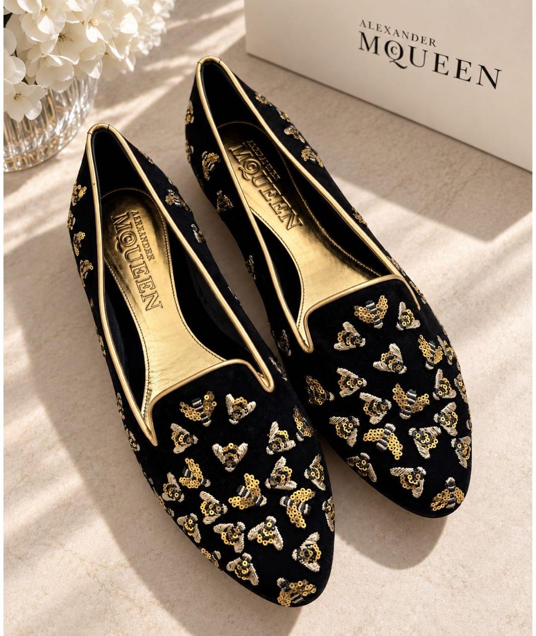 ALEXANDER MCQUEEN Черные замшевые балетки, фото 3