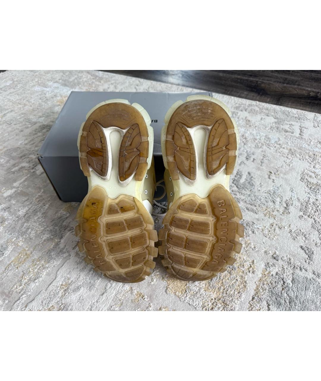 BALENCIAGA Бежевые текстильные низкие кроссовки / кеды, фото 3