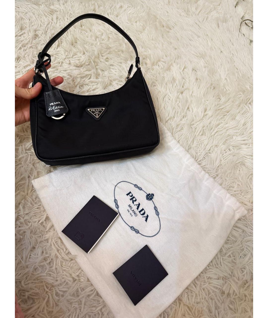 PRADA Черная тканевая сумка с короткими ручками, фото 6