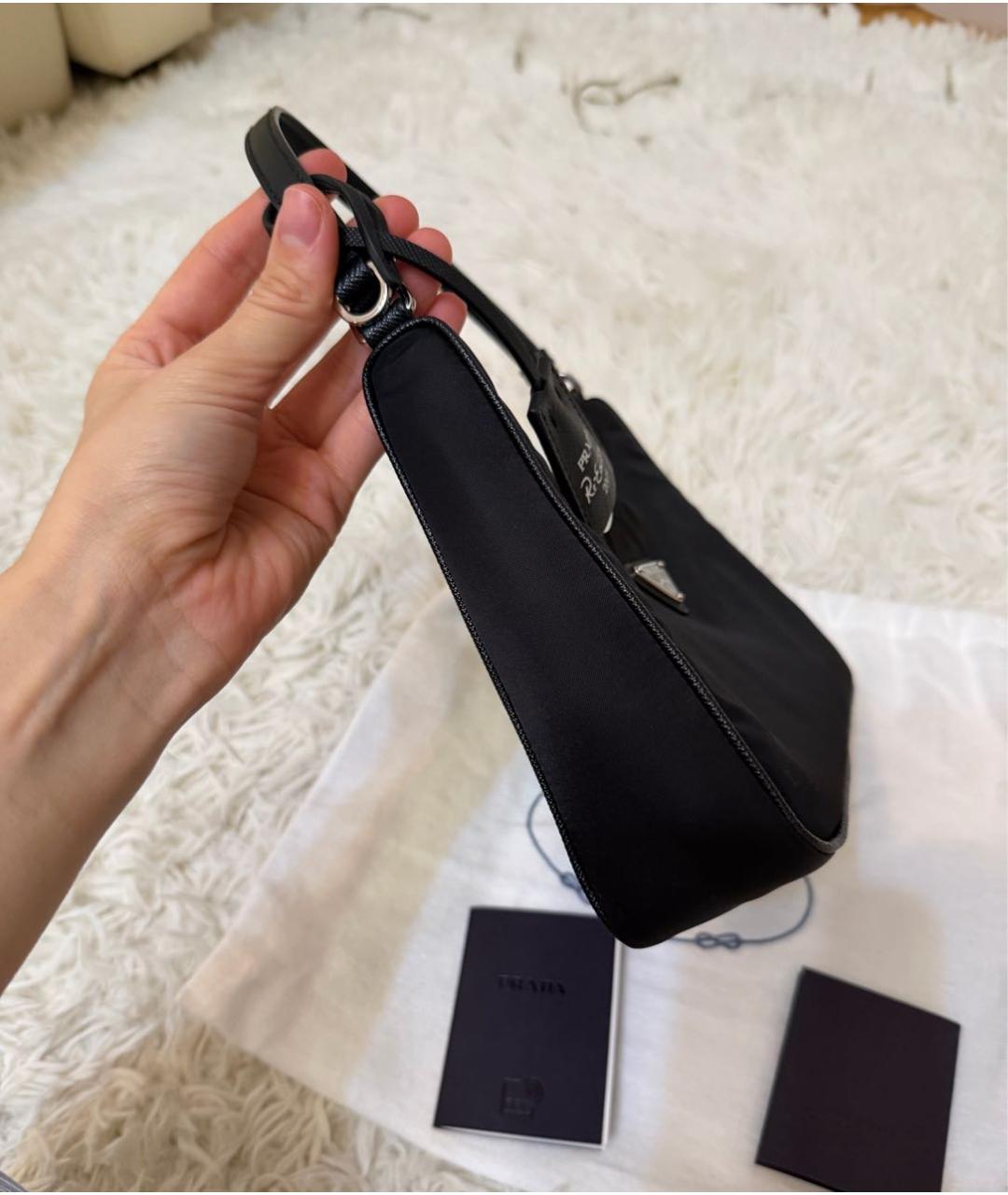 PRADA Черная тканевая сумка с короткими ручками, фото 2