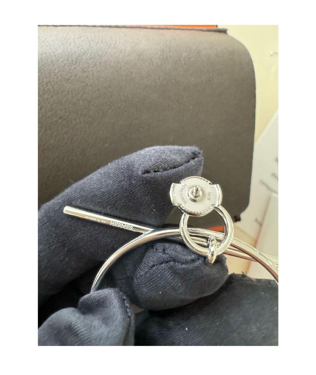 HERMES Белые серебряные серьги, фото 4