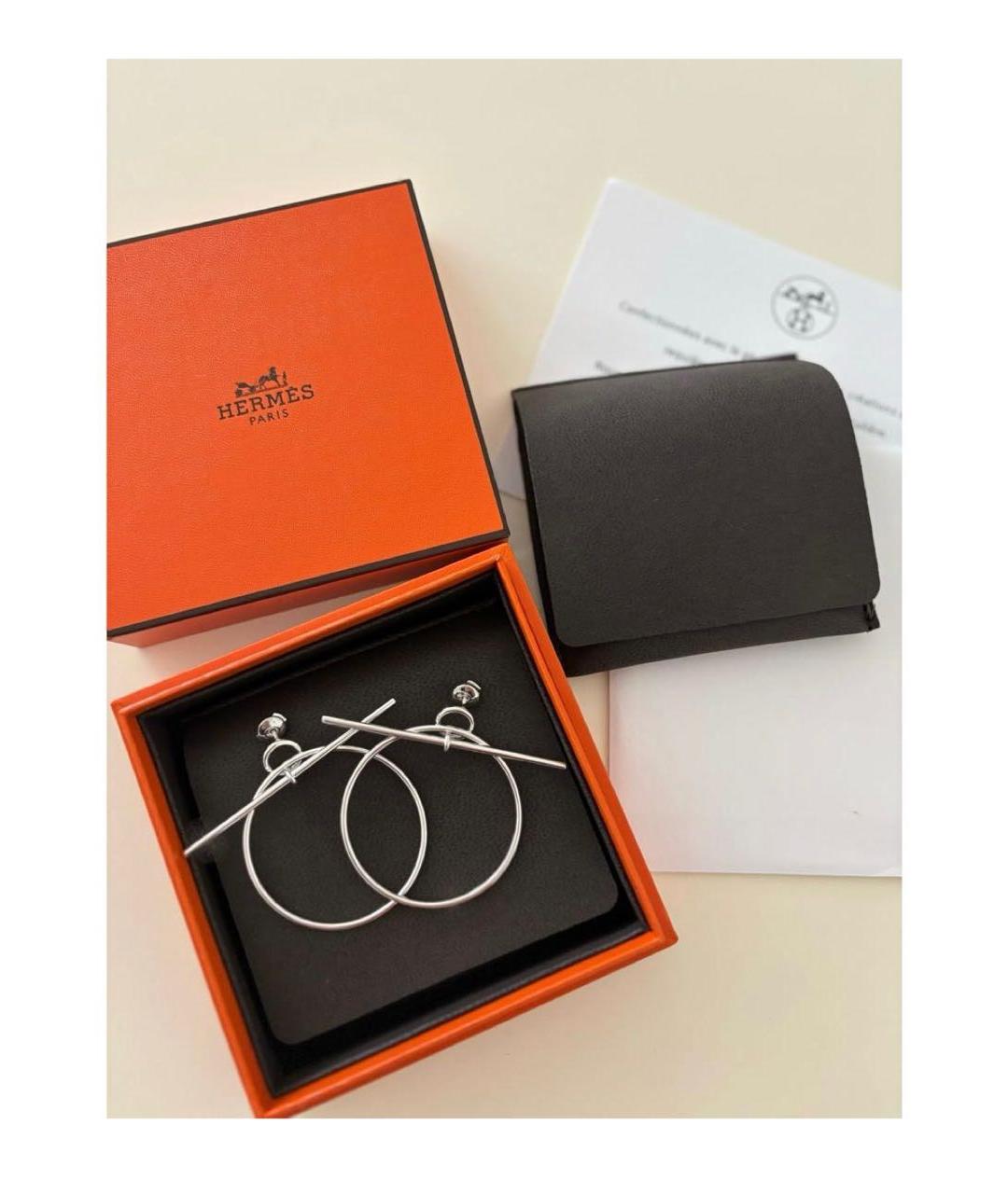 HERMES Белые серебряные серьги, фото 2