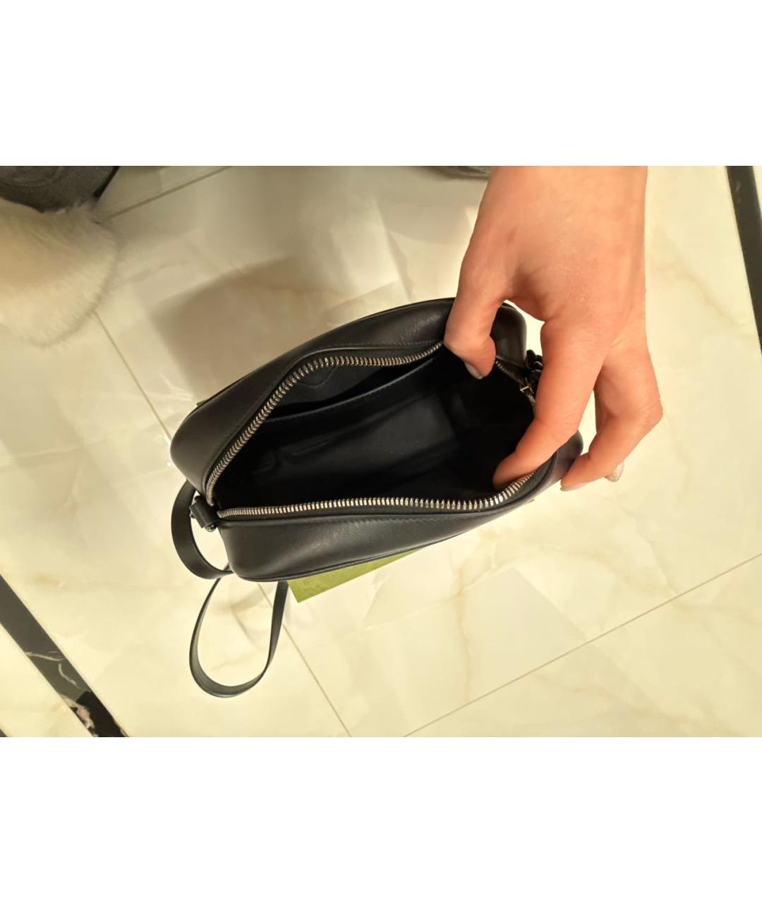 GUCCI Черная кожаная сумка через плечо, фото 4