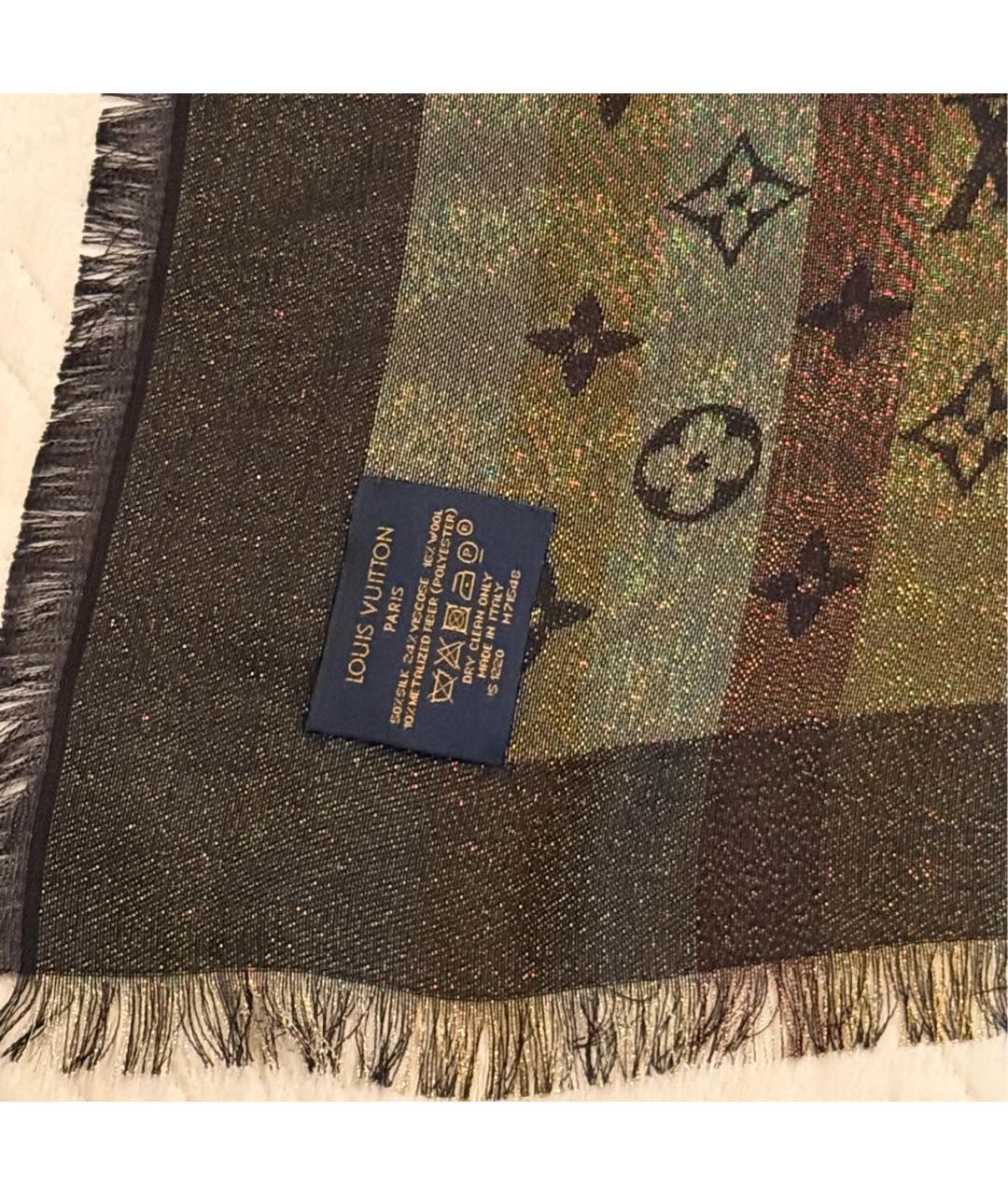 LOUIS VUITTON Коричневый шелковый платок, фото 4