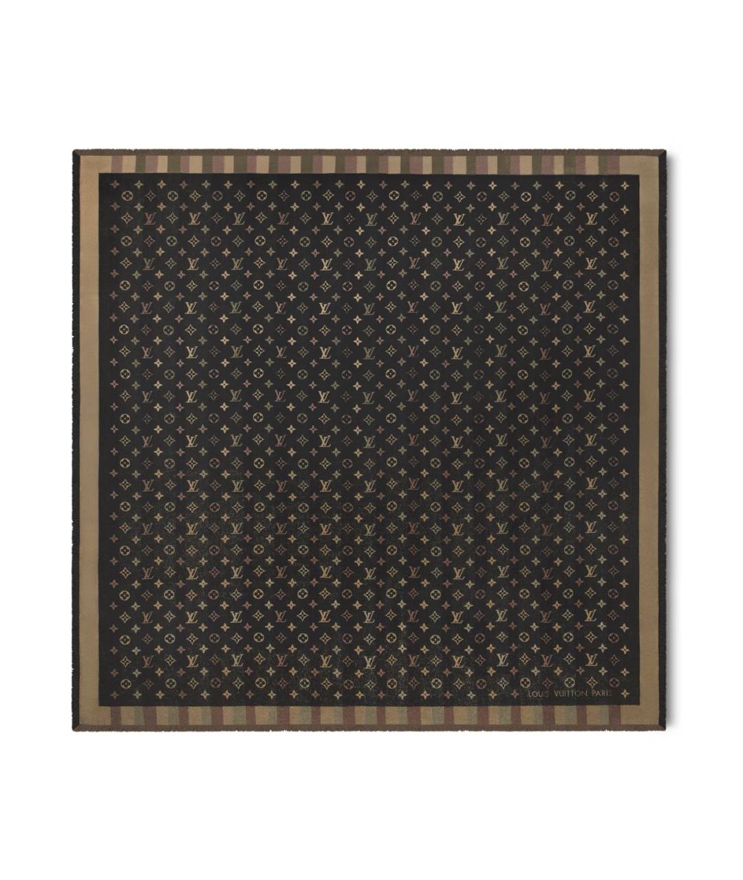 LOUIS VUITTON Коричневый шелковый платок, фото 1