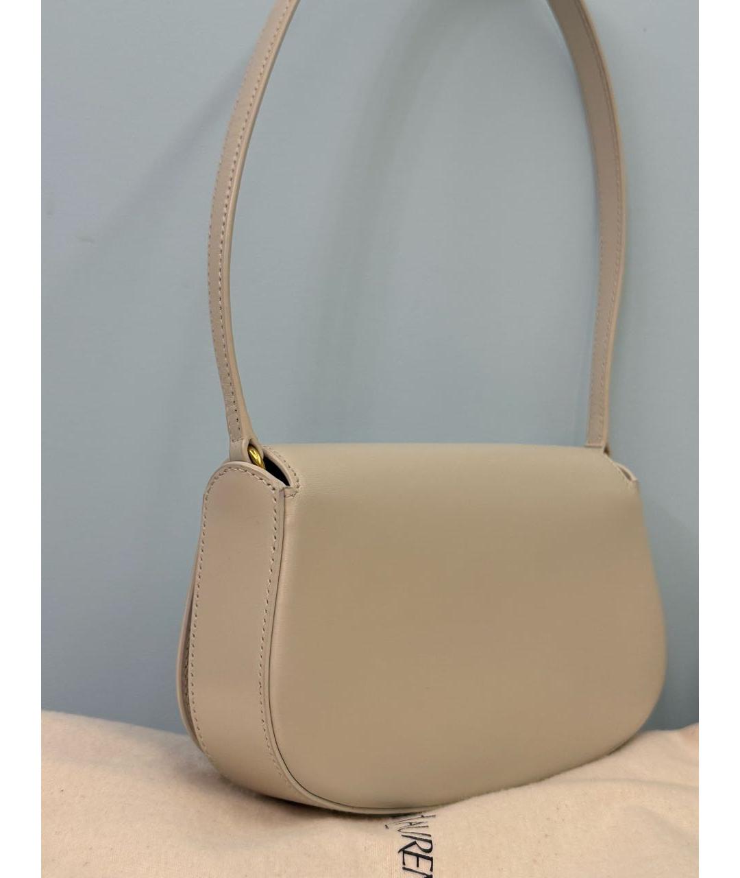 SAINT LAURENT Бежевая кожаная сумка с короткими ручками, фото 3