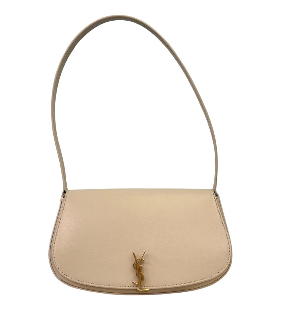 SAINT LAURENT Бежевая кожаная сумка с короткими ручками, фото 1