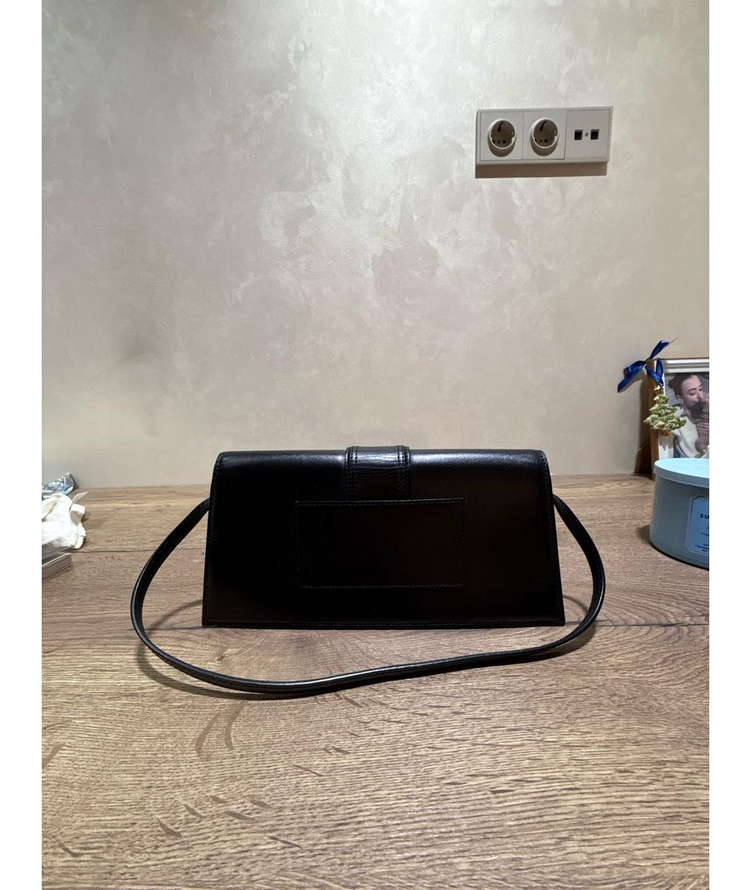 JACQUEMUS Черная кожаная сумка с короткими ручками, фото 3