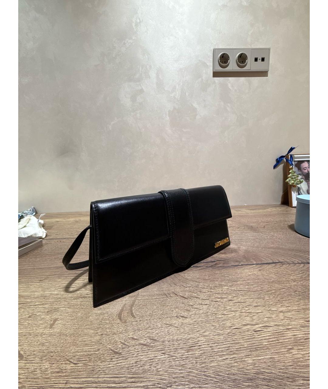 JACQUEMUS Черная кожаная сумка с короткими ручками, фото 2