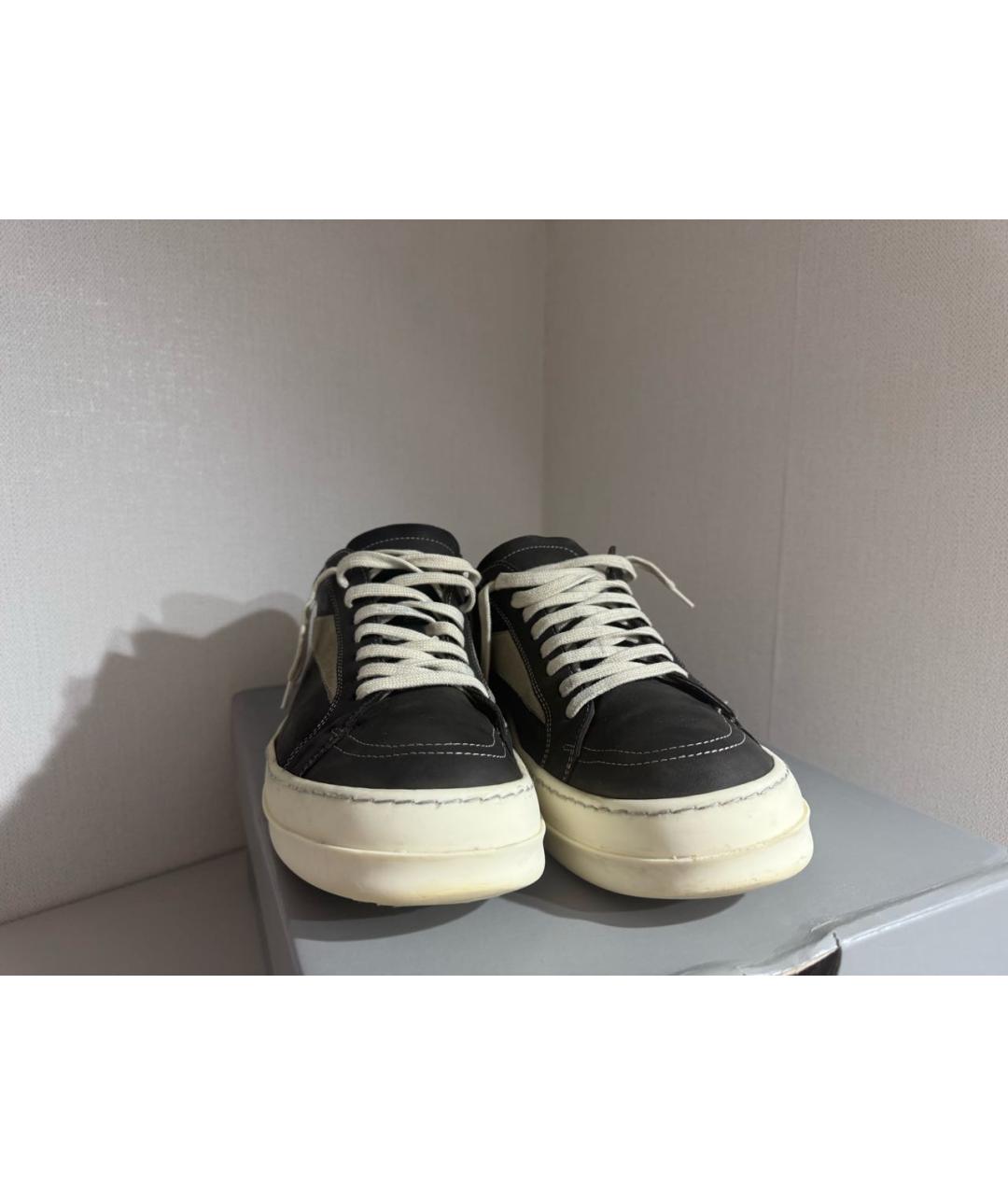 RICK OWENS Черные кожаные низкие кроссовки / кеды, фото 4