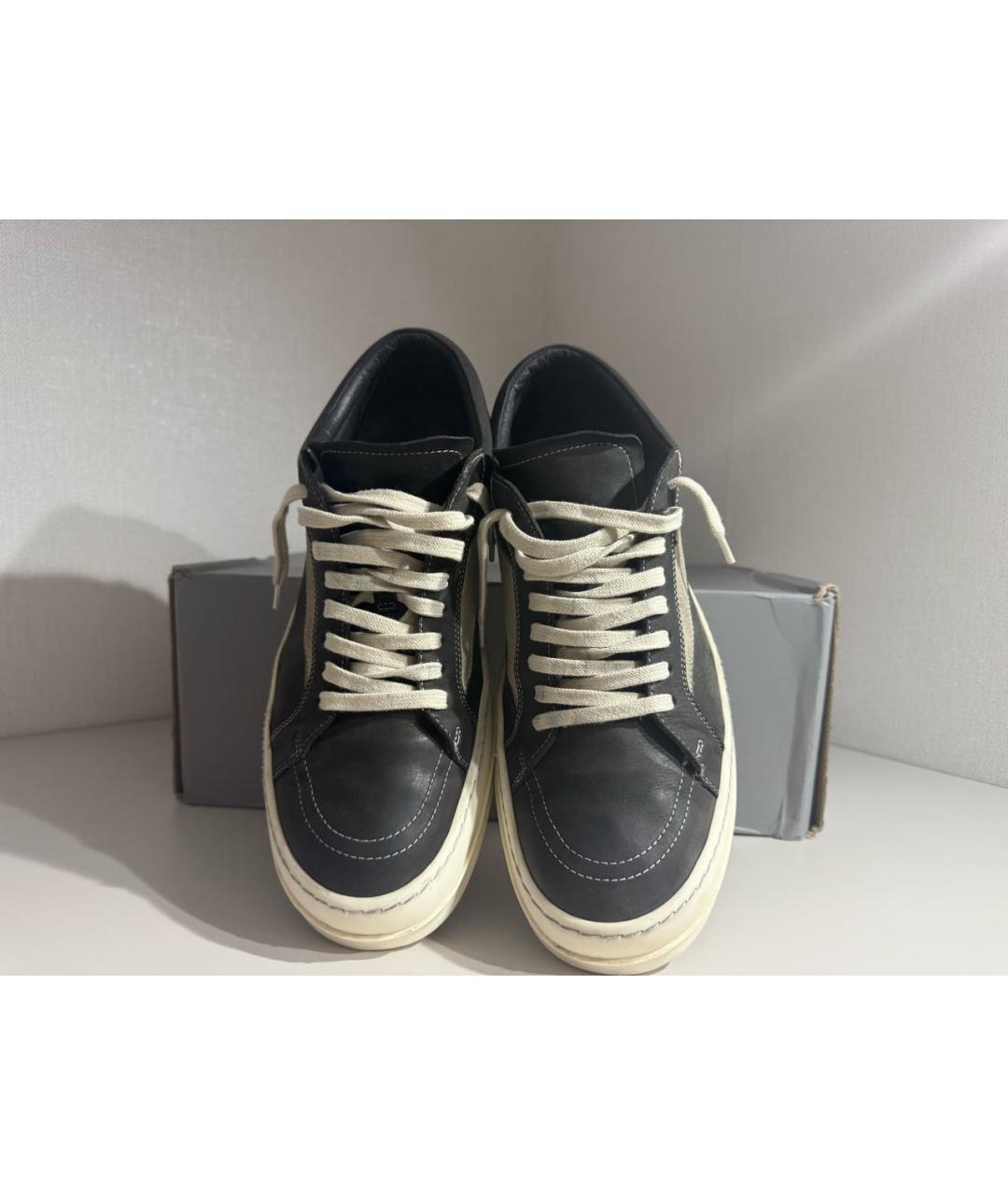 RICK OWENS Черные кожаные низкие кроссовки / кеды, фото 3