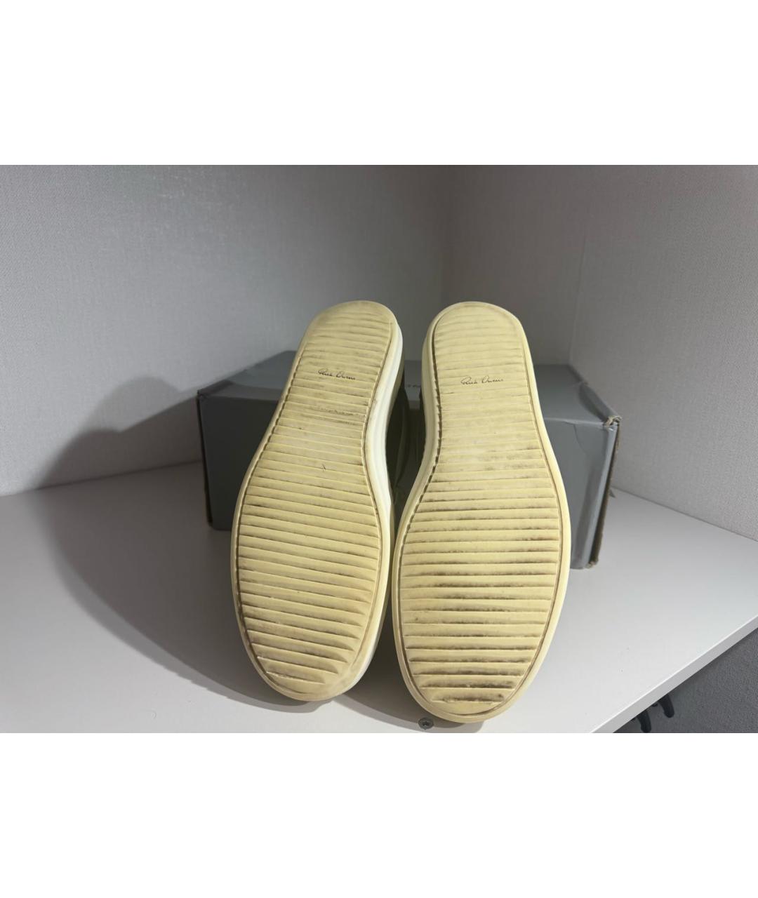 RICK OWENS Черные кожаные низкие кроссовки / кеды, фото 6