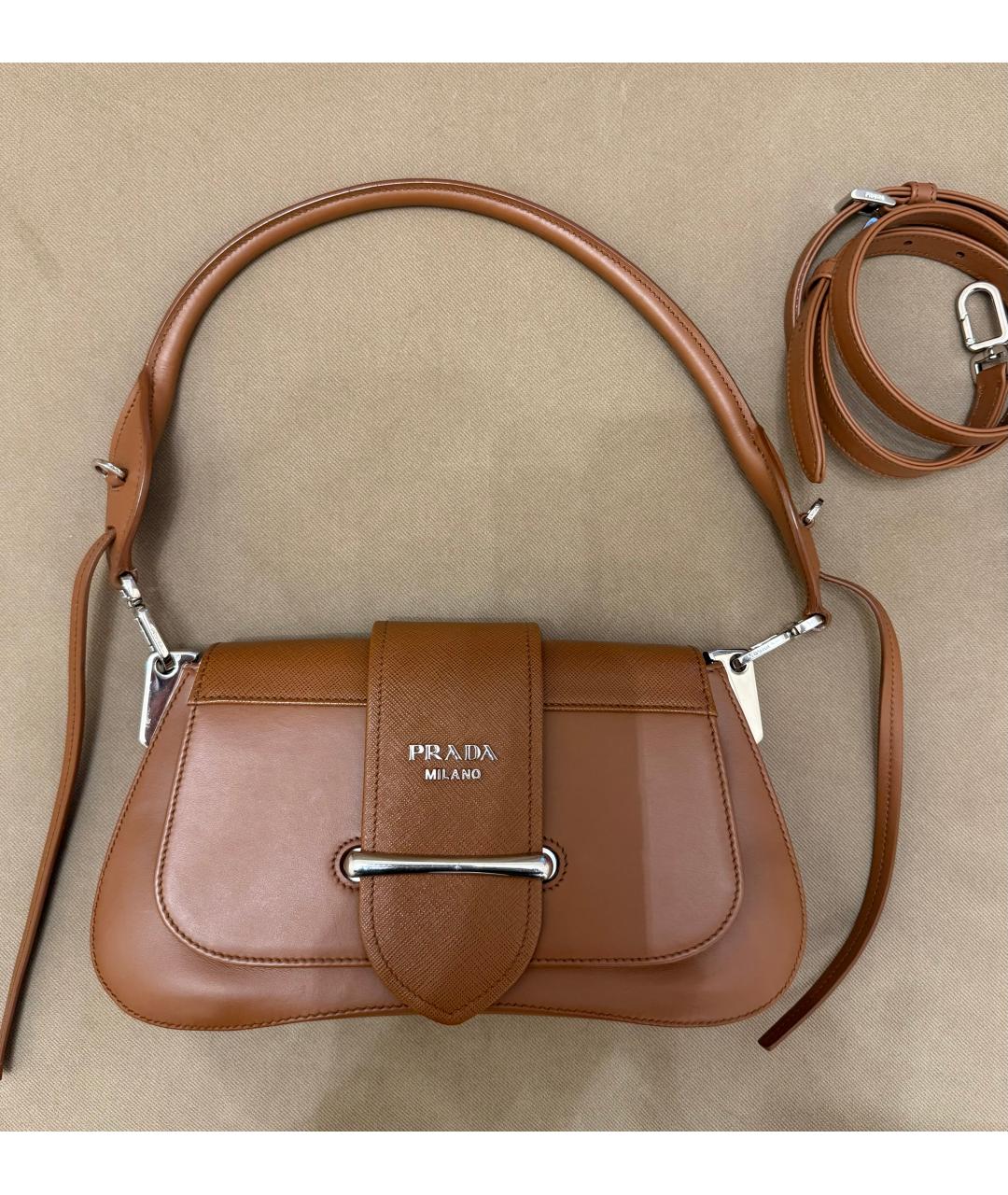 PRADA Коричневая кожаная сумка через плечо, фото 2