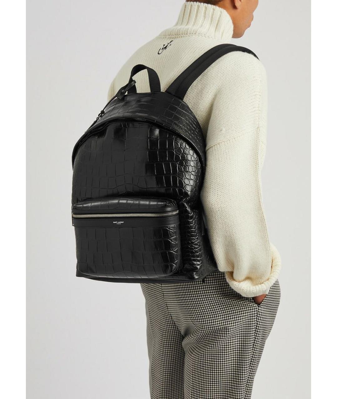 SAINT LAURENT Черный кожаный рюкзак, фото 2