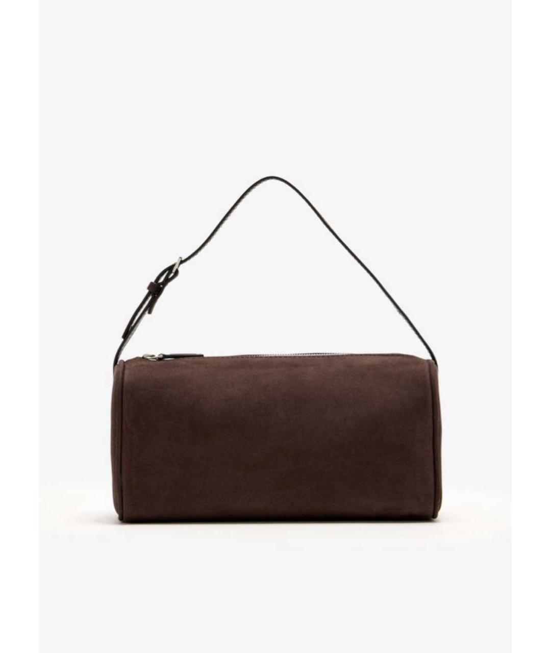 THE ROW Коричневая замшевая сумка с короткими ручками, фото 6