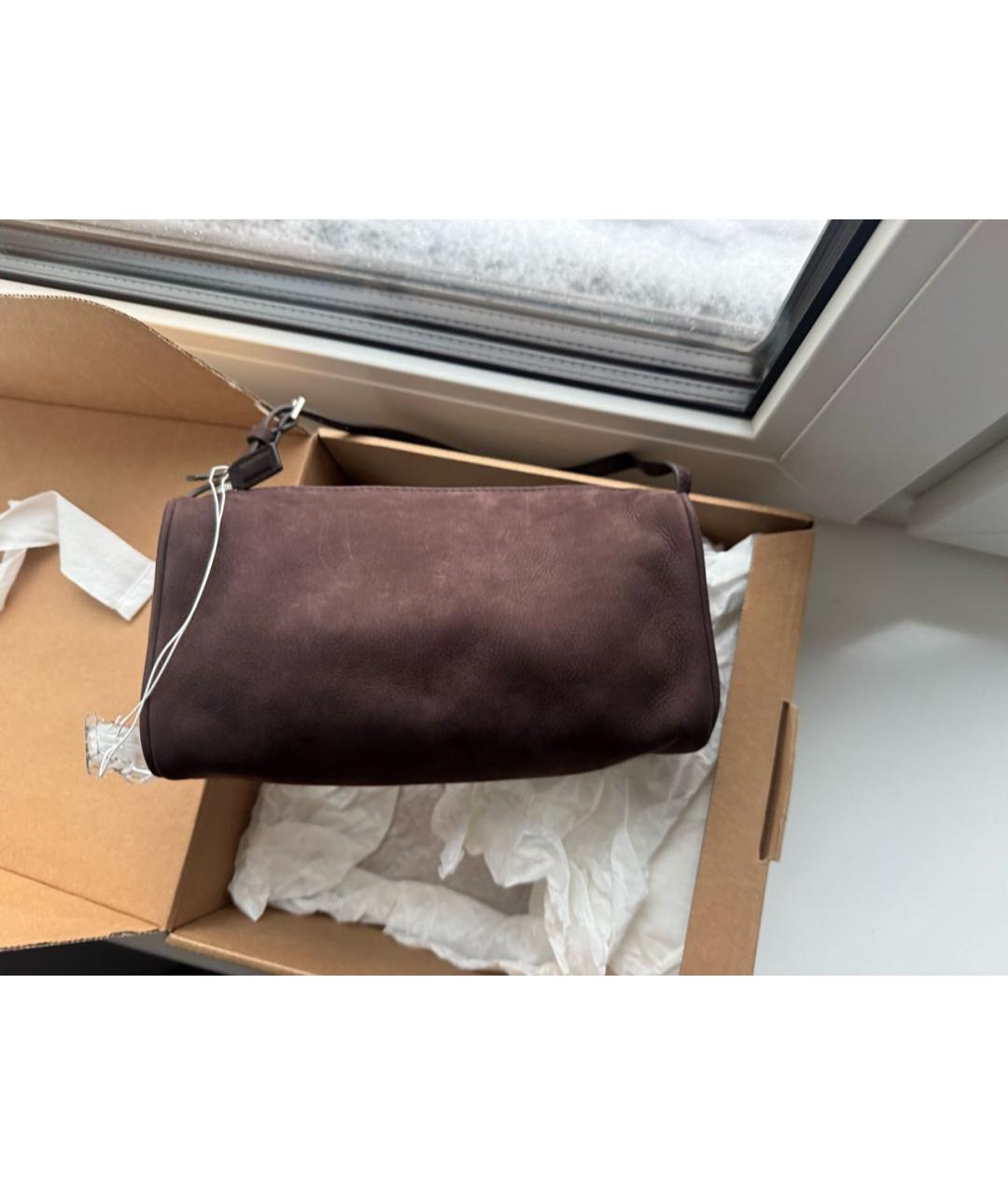 THE ROW Коричневая замшевая сумка с короткими ручками, фото 3