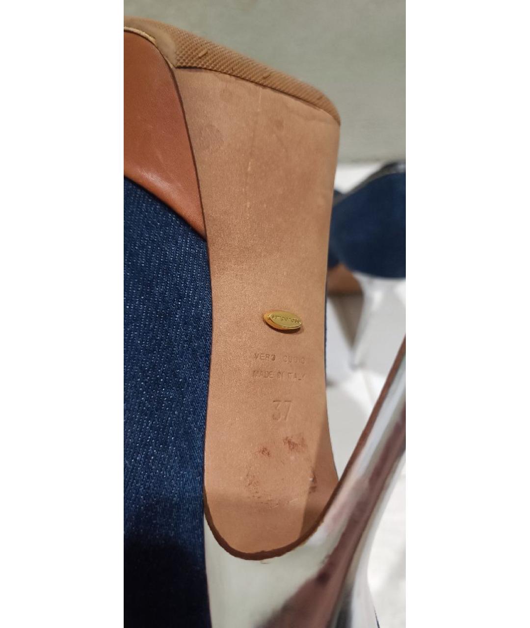 SERGIO ROSSI Синие текстильные туфли, фото 5