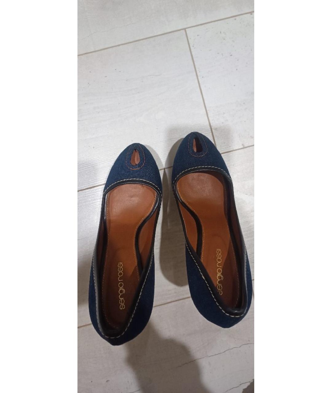 SERGIO ROSSI Синие текстильные туфли, фото 3