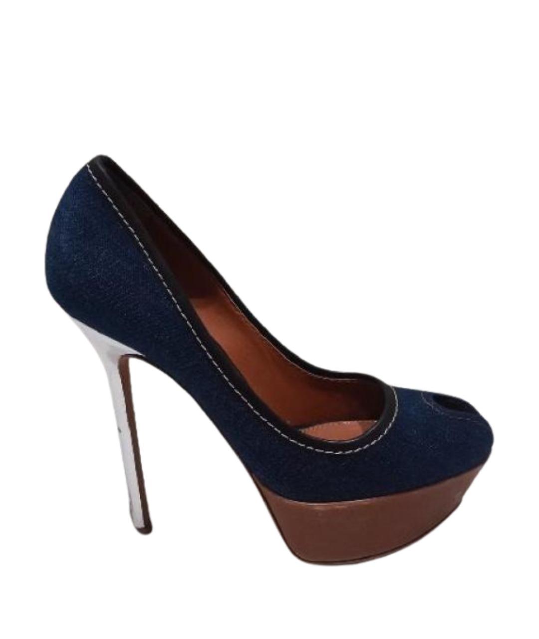 SERGIO ROSSI Синие текстильные туфли, фото 1