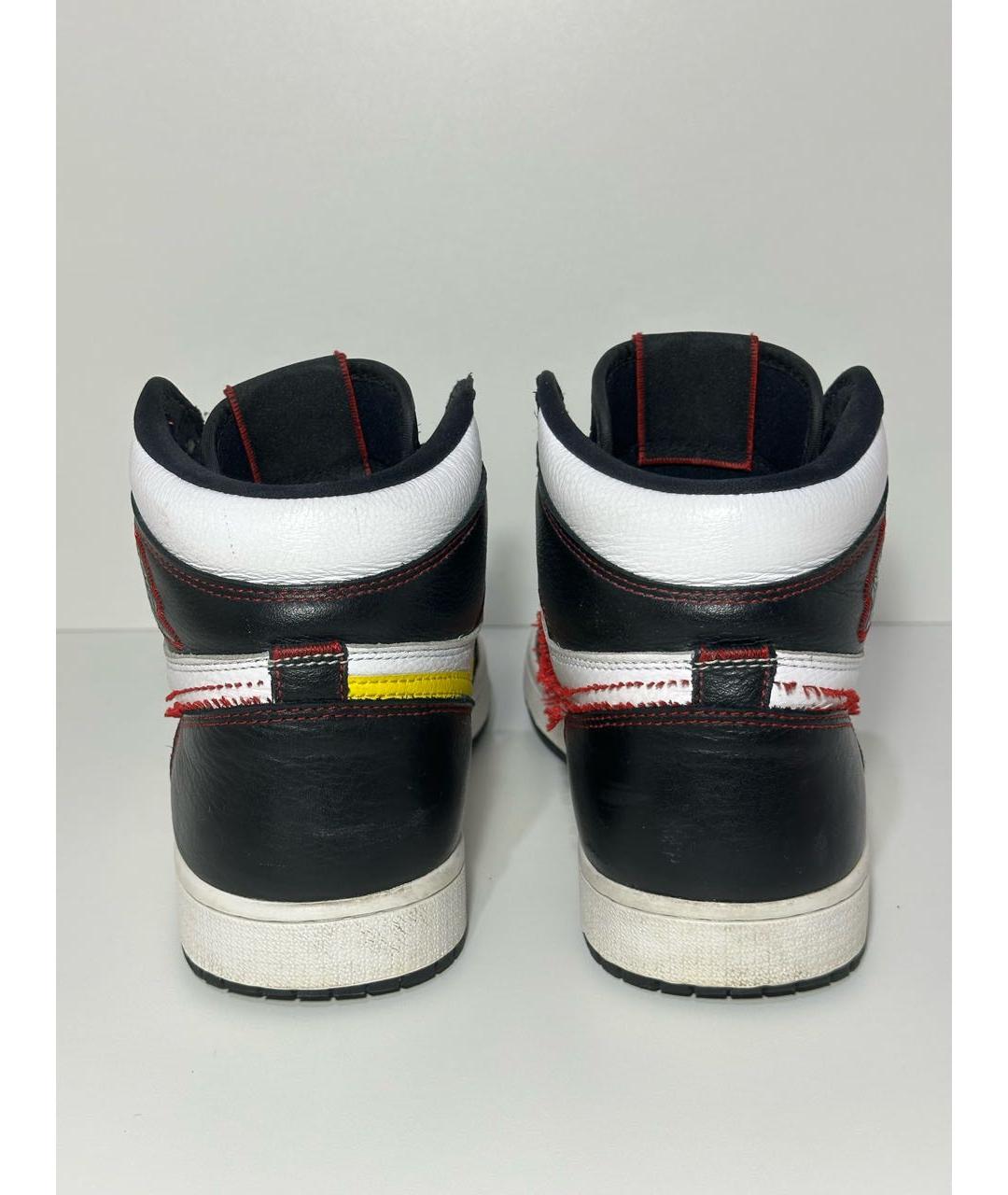 JORDAN Черные кожаные высокие кроссовки / кеды, фото 4