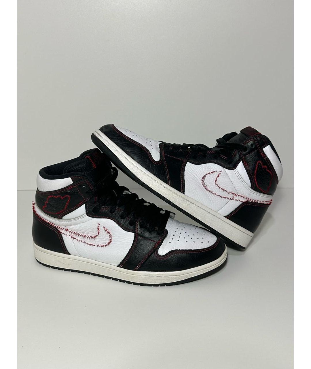 JORDAN Черные кожаные высокие кроссовки / кеды, фото 7