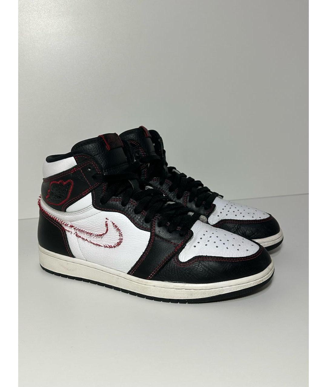 JORDAN Черные кожаные высокие кроссовки / кеды, фото 5