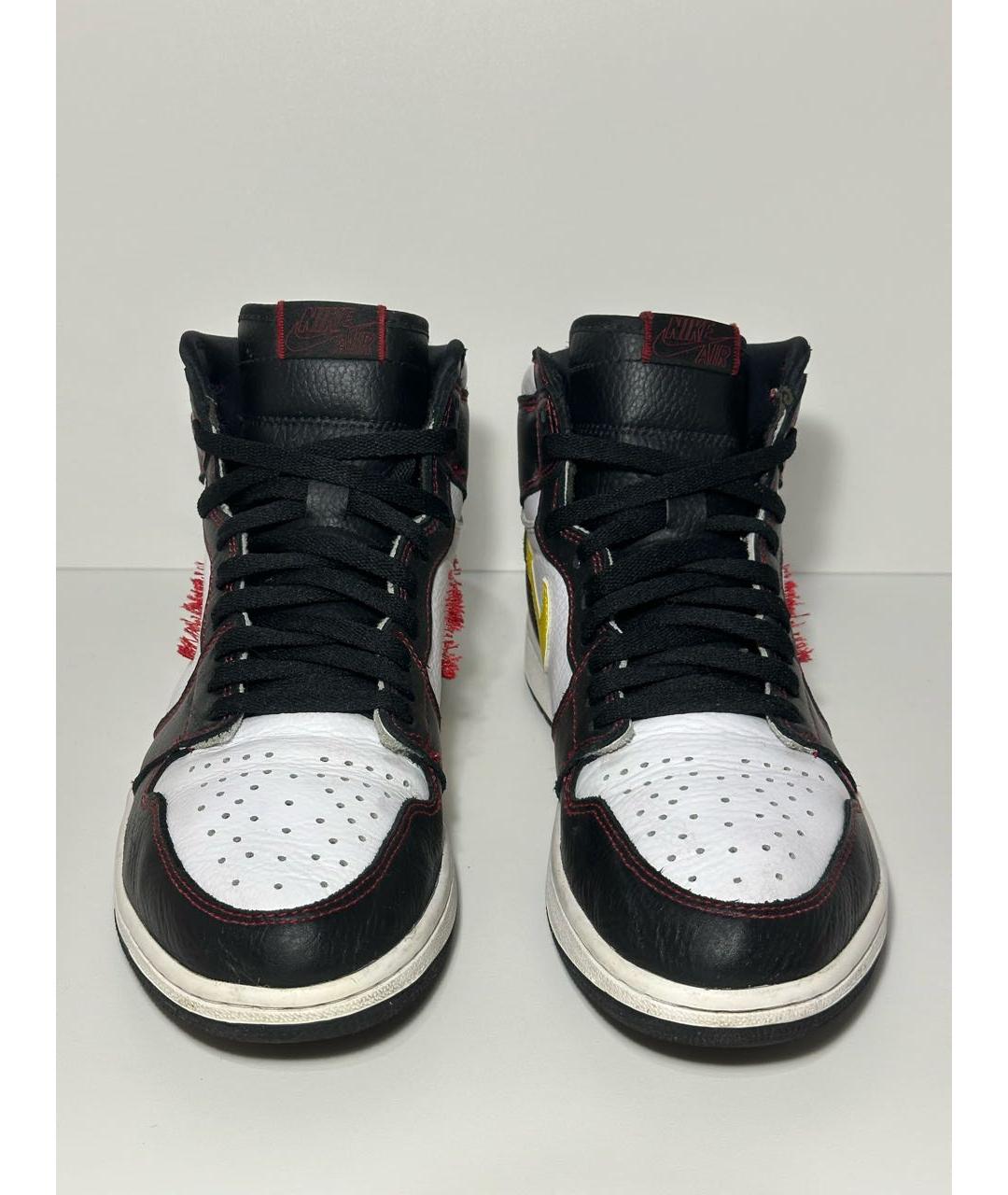JORDAN Черные кожаные высокие кроссовки / кеды, фото 2